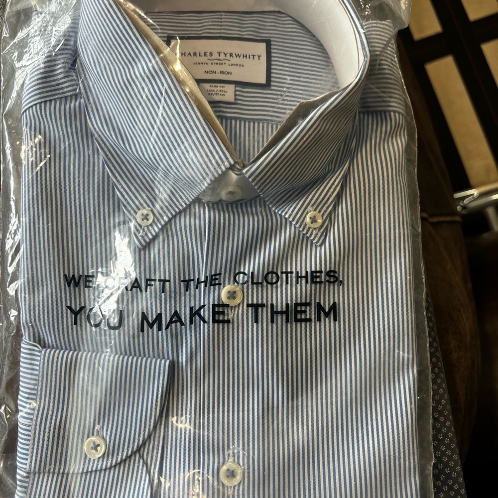 Charles Tyrwhitt Blue Striped Men's Shirt